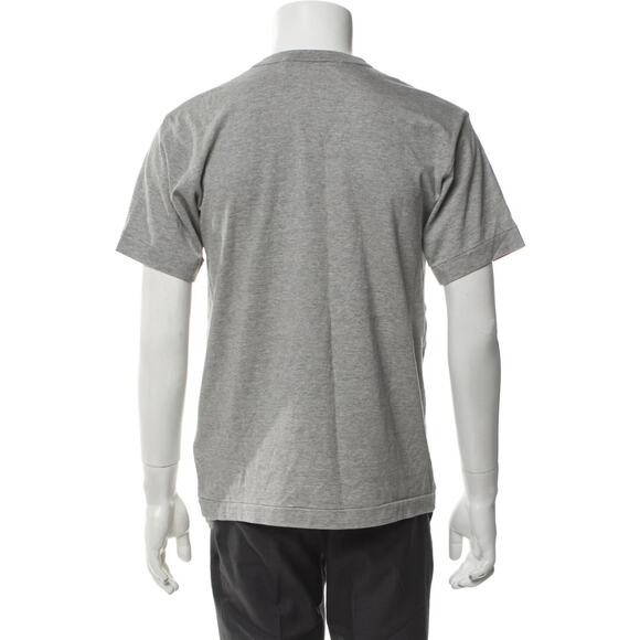 Comme Des Garçons Play Men's Gray Double Heart Logo Short Sleeve T-Shirt Large - Picture 3 of 7